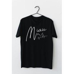 Tricou negru personalizat cu pisicuta Miau 3